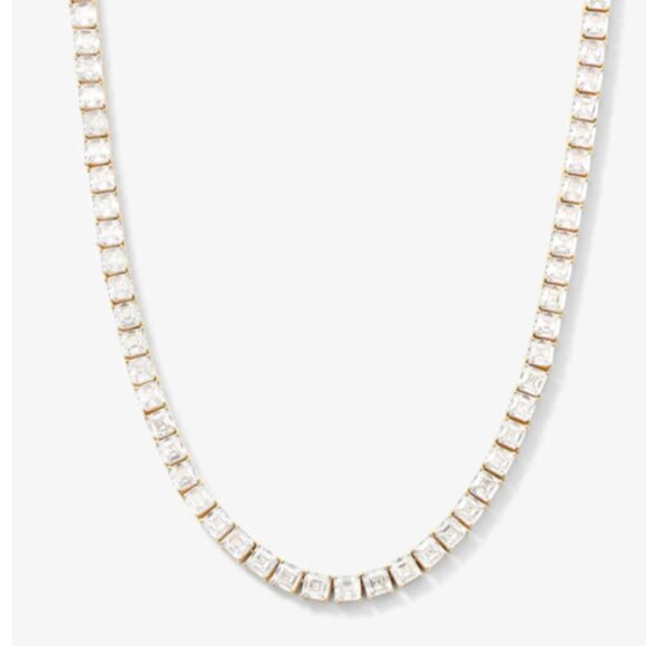 Melinda Maria The Queen's Tennis Necklace Diamondettes Gold 16" - Picture 1 of 4